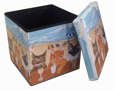 Biscottini Pouf contenitore richiudibile in ecopelle Praticissimo 32x32x32 realizzato