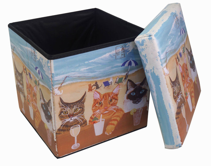 Biscottini Pouf contenitore richiudibile in ecopelle Praticissimo 32x32x32 realizzato