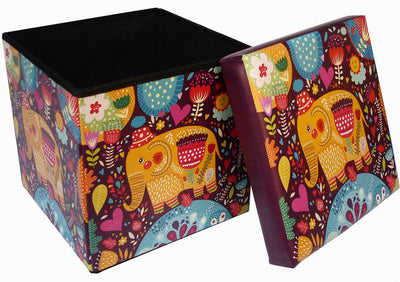 Biscottini Pouf contenitore richiudibile in ecopelle elefante Praticissimo 32x32x32