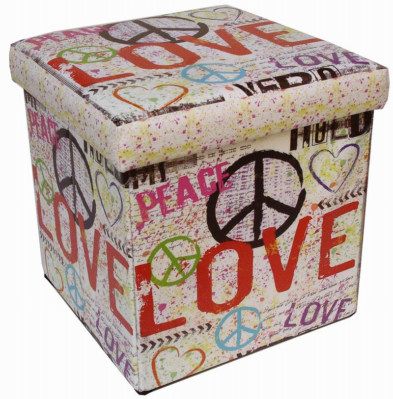 Biscottini Pouf contenitore richiudibile in ecopelle pace Praticissimo 32x32x32 realizzato