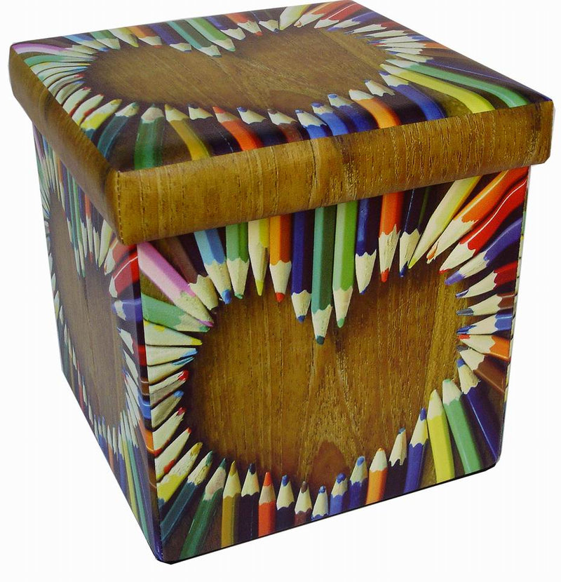 Biscottini Pouf contenitore richiudibile in ecopelle cuore Praticissimo 32x32x32