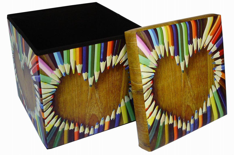 Biscottini Pouf contenitore richiudibile in ecopelle cuore Praticissimo 32x32x32