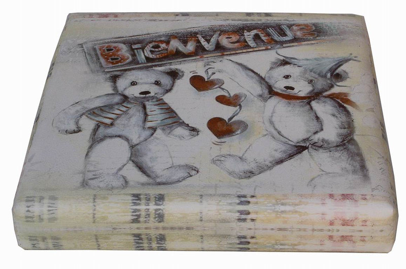 Biscottini Pouf contenitore richiudibile in ecopelle bienvenue Praticissimo 32x32x32