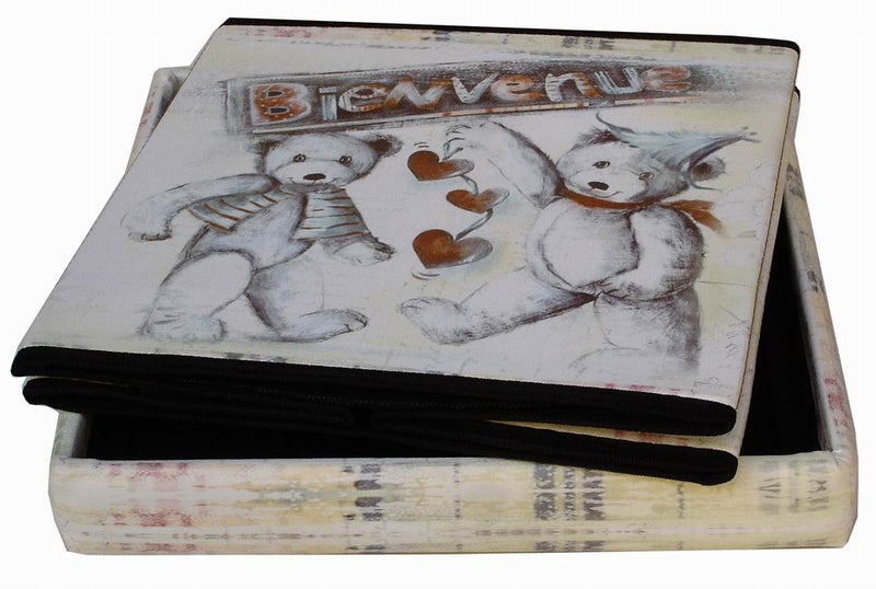 Biscottini Pouf contenitore richiudibile in ecopelle bienvenue Praticissimo 32x32x32