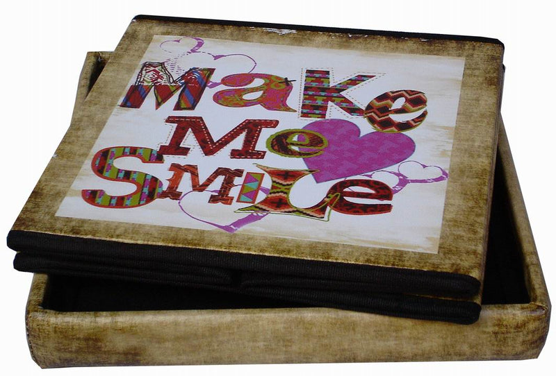 Biscottini Pouf contenitore richiudibile in ecopelle smile Praticissimo 32x32x32