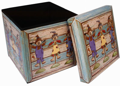 Biscottini Pouf contenitore richiudibile in ecopelle pupazzi Praticissimo 32x32x32