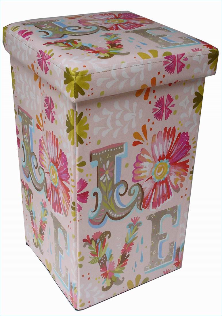 Biscottini Pouf contenitore richiudibile in ecopelle Praticissimo 32x32x60 realizzato