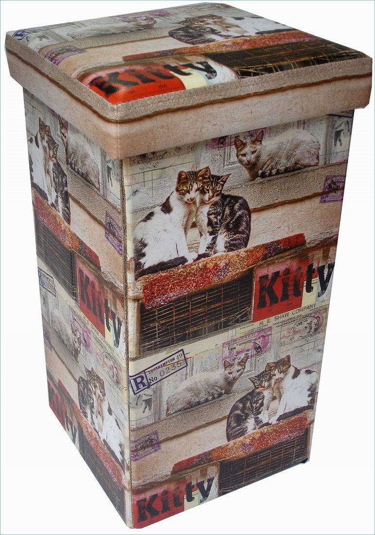 Biscottini Pouf contenitore richiudibile in ecopelle Praticissimo 32x32x60 realizzato