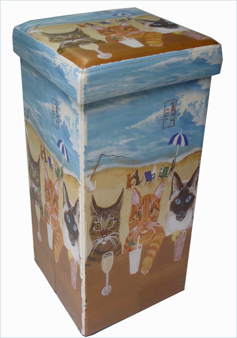 Biscottini Pouf contenitore richiudibile in ecopelle Praticissimo 32x32x60 realizzato