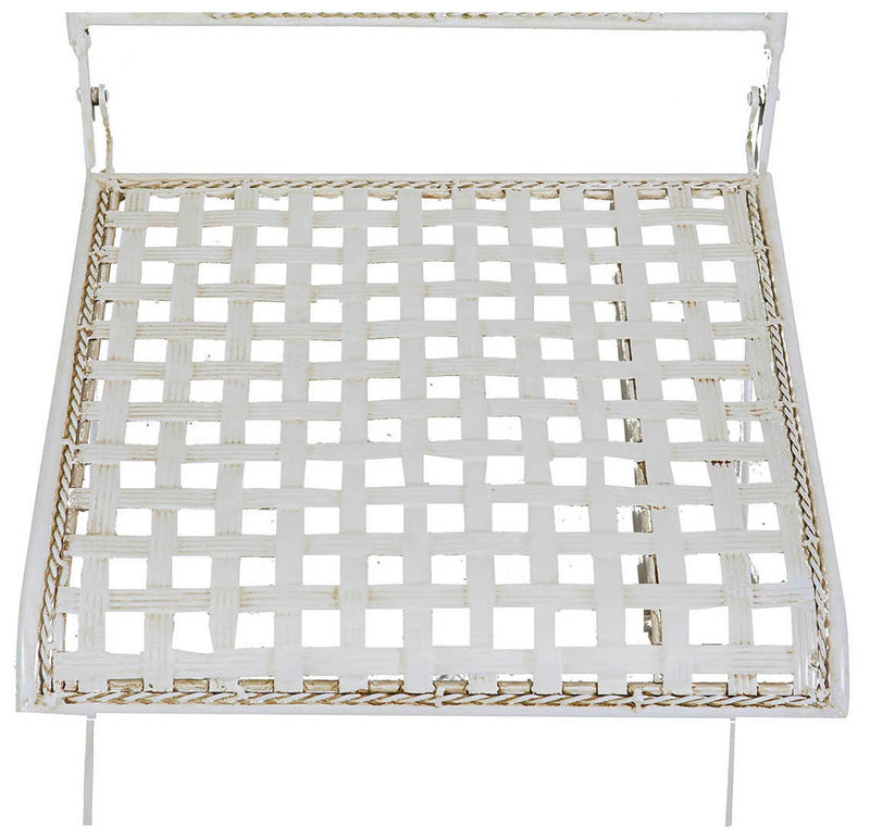 Biscottini Sedia in ferro battuto pieghevole da esterno da giardino da pranzo finitura bianca anticata L41xPR49xH96 cm