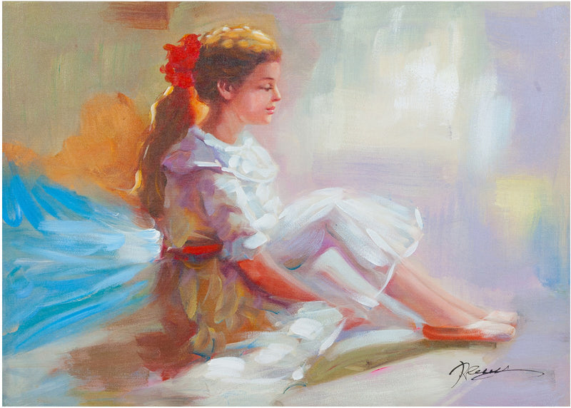 Biscottini Quadro olio su tela dipinto a mano bambina 70x3x50 dare tocco L70xPR3xH50