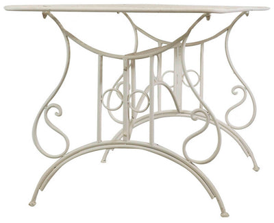 Biscottini Tavolo in ferro battuto smontabile finitura bianca anticata 150x80x77 cm