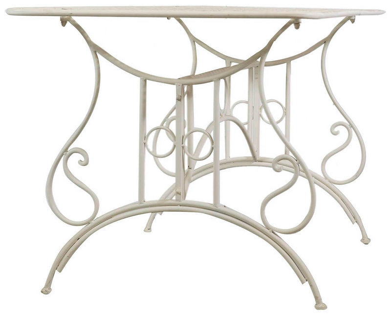 Biscottini Tavolo in ferro battuto smontabile finitura bianca anticata 150x80x77 cm