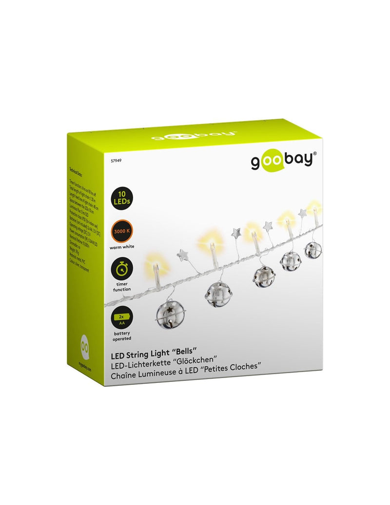 Stringa 10 LED Campanello IP20 Bianco Caldo a Batteria con Timer