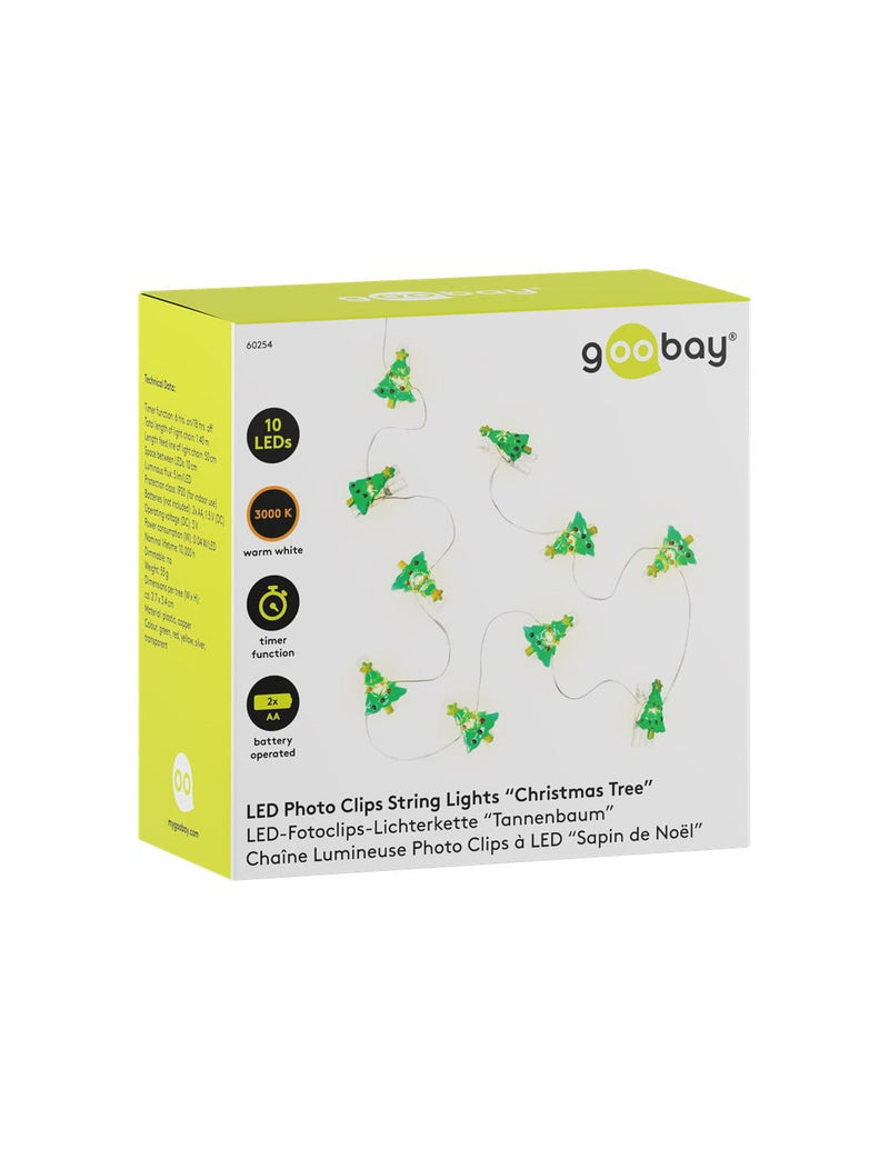 Stringa 10 LED con Clip Albero Natale per Appendere Foto IP20 con Timer