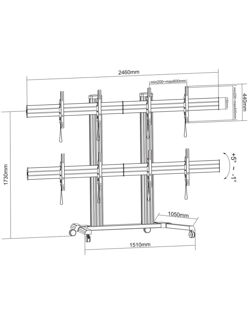 Supporto a Pavimento per 4 TV LCD/LED 32-60&
