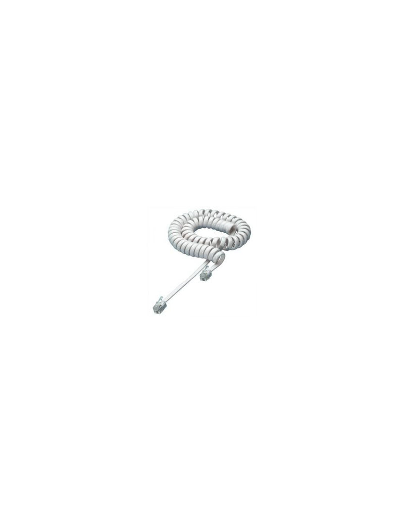 Cavo telefonico spiralato per cornetta 2mt RJ10 4P4C Bianco