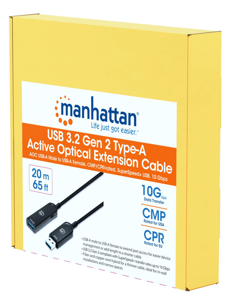 Cavo Ottico Attivo USB 3.2 Gen 2 SuperSpeed+ Active Optical Cable USB A M/F 20m