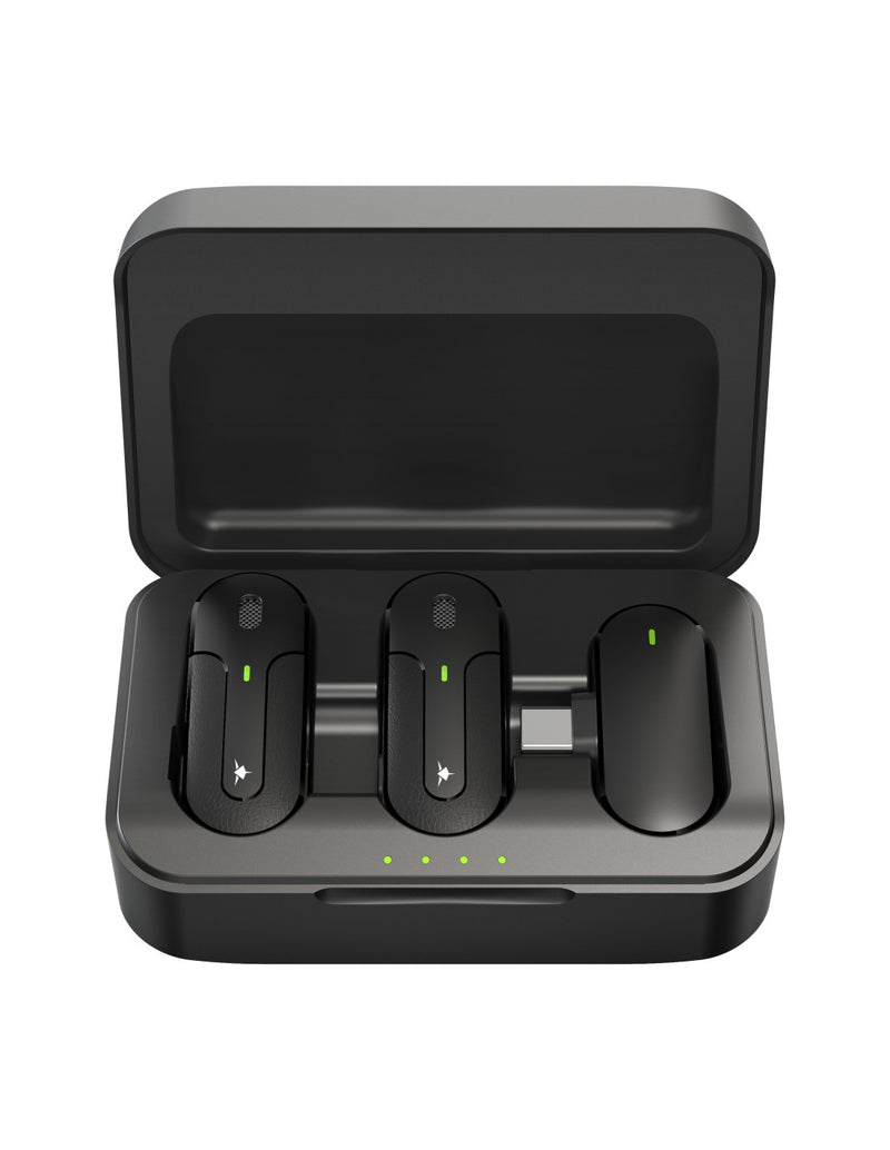 Set 2 Mini Microfoni Lavalier Wireless con Ricevitore USB-C&trade e Custodia di Ricarica, IKORO