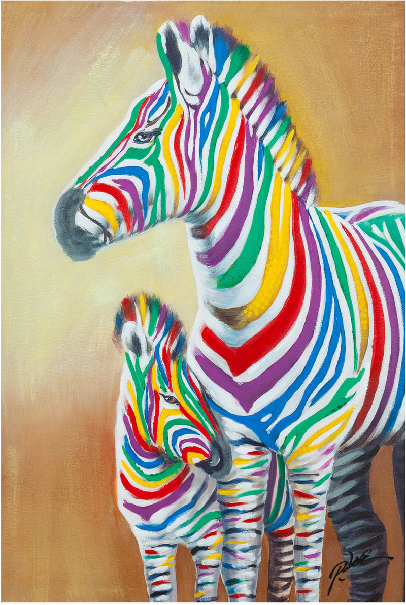 Biscottini Quadro olio su tela dipinto a mano ZEBRE 60x3x90 dare tocco L60xPR3xH90