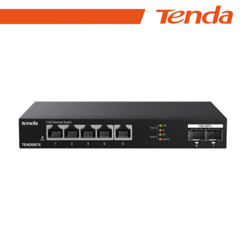 Tenda Switch con 5 porte LAN 2.5 Gbps e 2 porte 10 Gbps SFP+