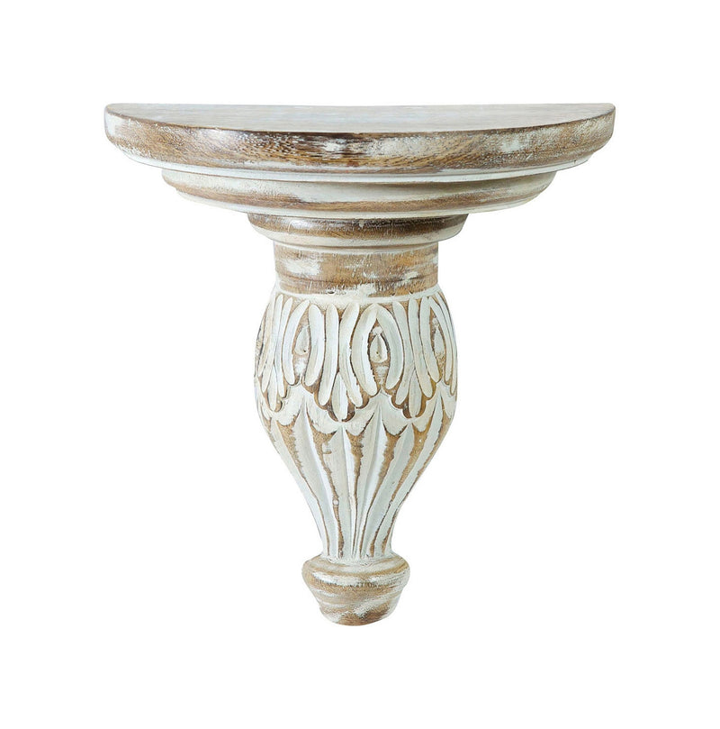 Biscottini Mensola in legno intagliato finitura bianca anticata L23xPR11,5xH24 cm