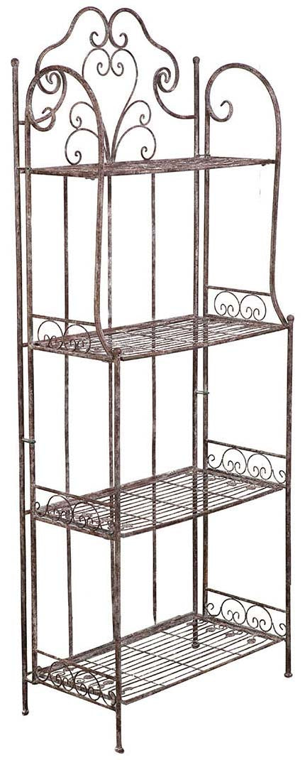 Biscottini Etagere multifunzione richiudibile in ferro battuto finitura ruggine anticata L63xPR33xH165 cm