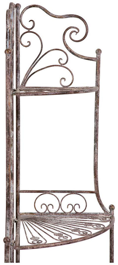 Biscottini Etagere ad angolo, multifunzione, richiudibile in ferro battuto finitura ruggine anticata L46xPR32xH155 cm