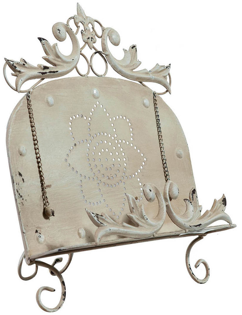 Biscottini Leggio da appoggio in ferro battuto finitura bianca anticata L35xPR25xH37 cm