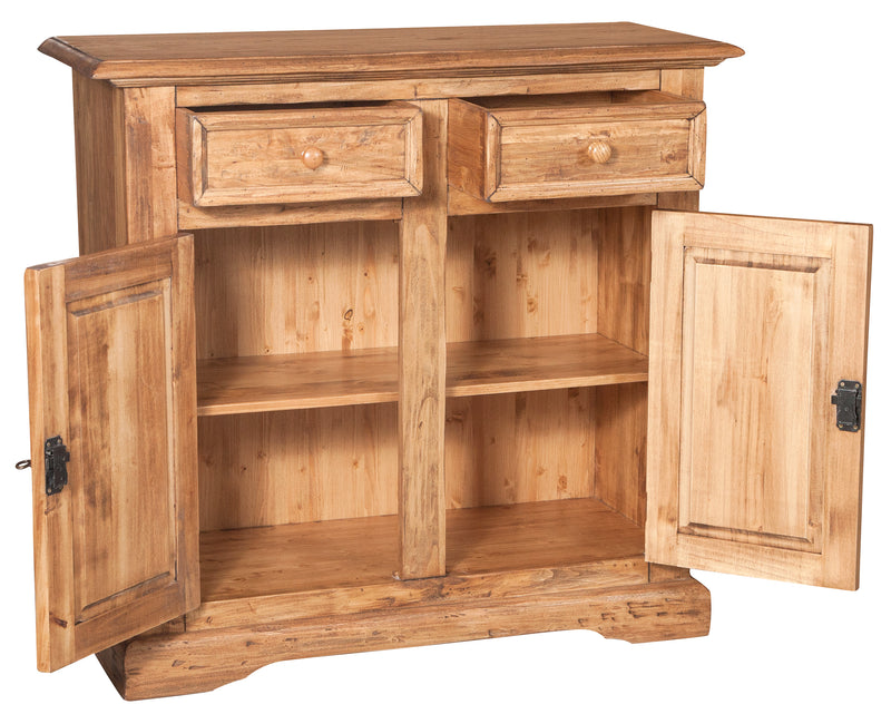 Biscottini Credenza Country in legno massello di tiglio finitura naturale L110xPR45xH103 cm. Made in Italy