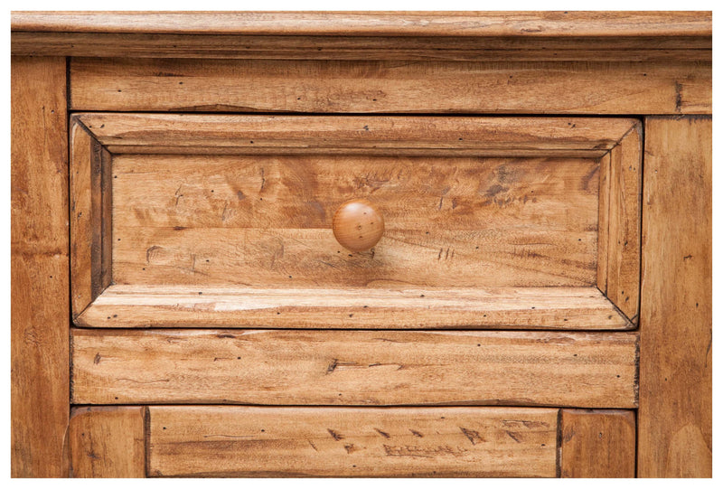Biscottini Credenza Country in legno massello di tiglio finitura naturale L110xPR45xH103 cm. Made in Italy