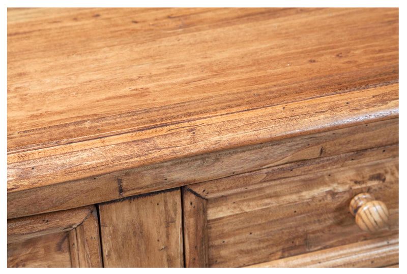 Biscottini Credenza Country in legno massello di tiglio finitura naturale L110xPR45xH103 cm. Made in Italy