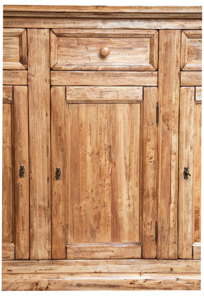 Biscottini Credenza Country in legno massello di tiglio finitura naturale L156xPR45xH103 cm. Made in Italy