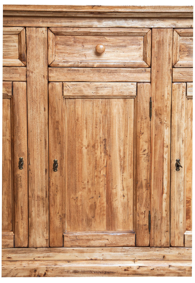 Biscottini Credenza Country in legno massello di tiglio finitura naturale L156xPR45xH103 cm. Made in Italy