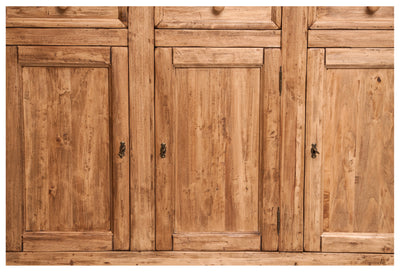 Biscottini Credenza Country in legno massello di tiglio finitura naturale L156xPR45xH103 cm. Made in Italy