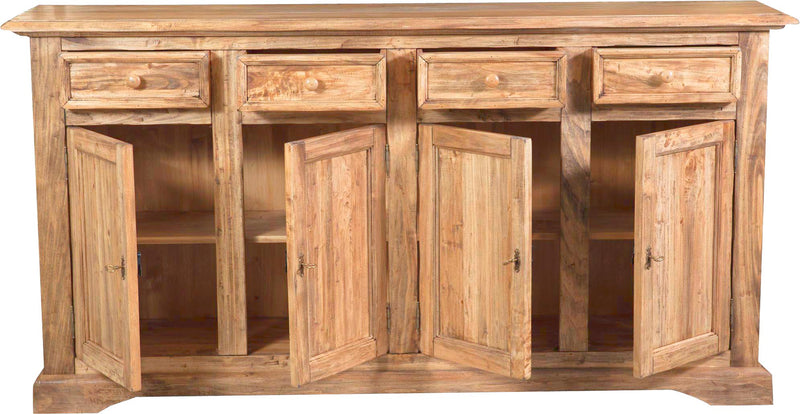 Biscottini Credenza Country in legno massello di tiglio finitura naturale L202xPR45xH103 cm. Made in Italy