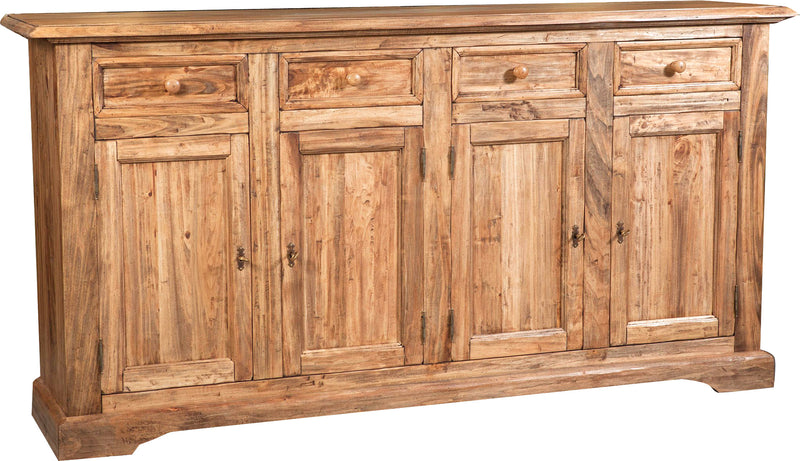 Biscottini Credenza Country in legno massello di tiglio finitura naturale L202xPR45xH103 cm. Made in Italy