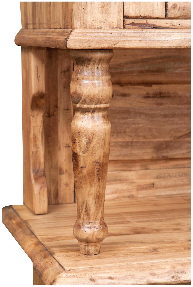 Biscottini Vetrina credenza in legno massello di tiglio finitura naturale L107xPR43xH238 cm. Made in Italy