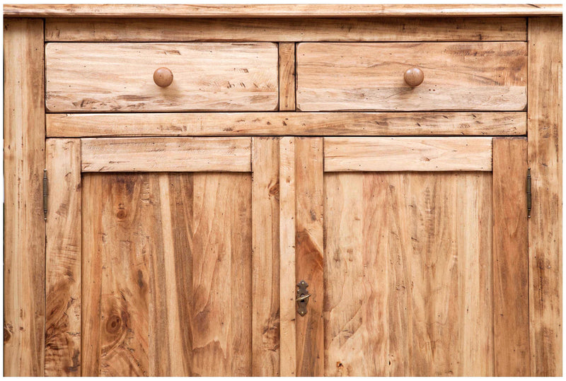 Biscottini Vetrina credenza in legno massello di tiglio finitura naturale L107xPR43xH238 cm. Made in Italy