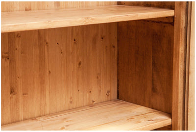 Biscottini Vetrina credenza in legno massello di tiglio finitura naturale L107xPR43xH238 cm. Made in Italy