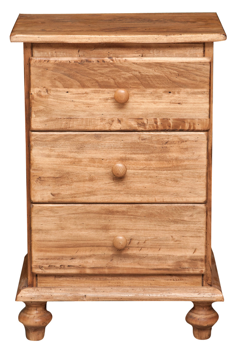 Biscottini Comodino Country in legno massello di tiglio finitura naturale L50xPR35xH70 cm. Made in Italy