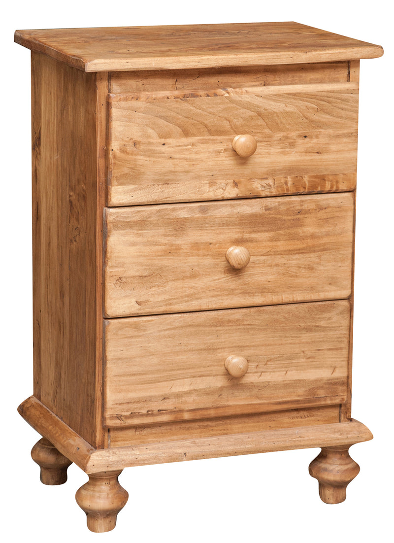 Biscottini Comodino Country in legno massello di tiglio finitura naturale L50xPR35xH70 cm. Made in Italy