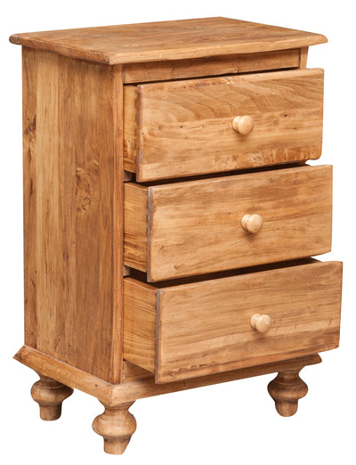 Biscottini Comodino Country in legno massello di tiglio finitura naturale L50xPR35xH70 cm. Made in Italy