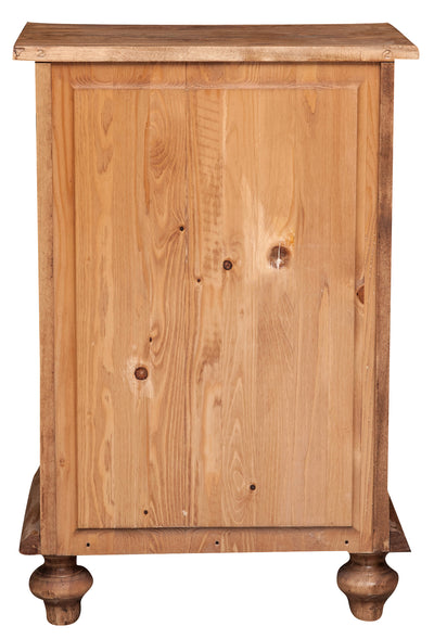 Biscottini Comodino Country in legno massello di tiglio finitura naturale L50xPR35xH70 cm. Made in Italy