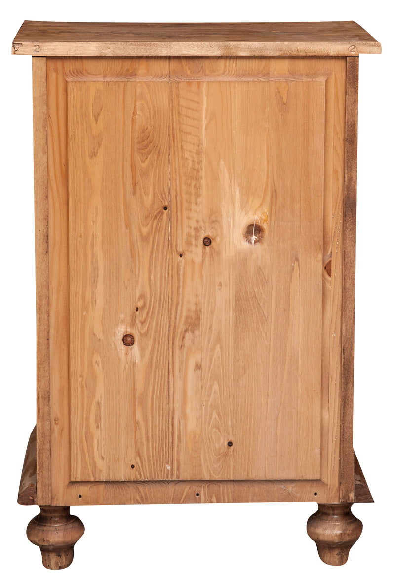 Biscottini Comodino Country in legno massello di tiglio finitura naturale L50xPR35xH70 cm. Made in Italy