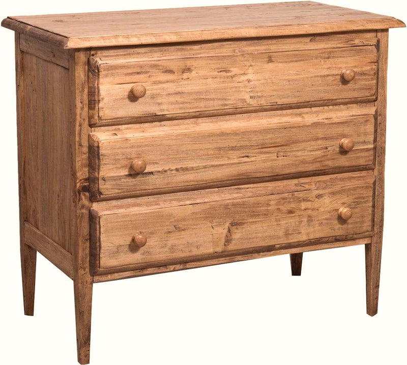 Biscottini Comò Country in legno massello di tiglio finitura naturale L100xPR48xH85 cm. Made in Italy