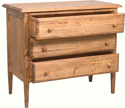 Biscottini Comò Country in legno massello di tiglio finitura naturale L100xPR48xH85 cm. Made in Italy