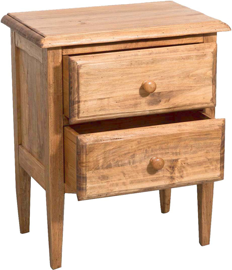 Biscottini Comodino Country in legno massello di tiglio finitura naturale L55xPR35xH65 cm. Made in Italy