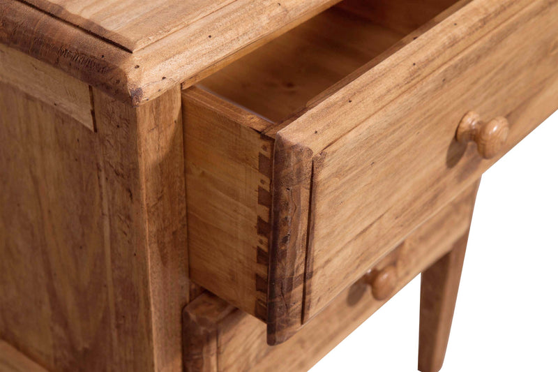 Biscottini Comodino Country in legno massello di tiglio finitura naturale L55xPR35xH65 cm. Made in Italy