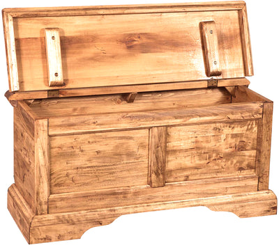Biscottini Cassapanca Country in legno massello di tiglio finitura naturale L100xPR38xH48 cm. Made in Italy